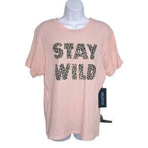 Wildfox Stay Wild Leopard Print Graphic Tee Large NEW